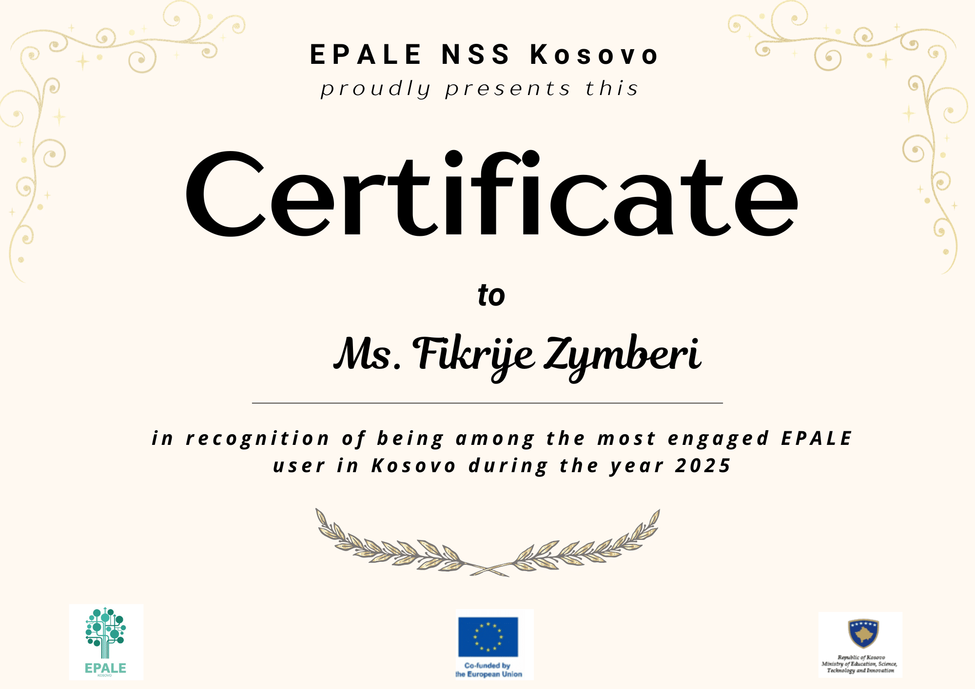 Drejtoresha e AAAPARr-së vlerësohet nga EPALE për angazhimin e saj aktiv